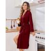 imageEkouaer Womens Robe Long Knit Kimono Bathrobe Lightweight Sleepwear Soft Ladies Loungewear with Pockets SXXLBurgundy