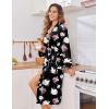 imageEkouaer Womens Robe Long Knit Kimono Bathrobe Lightweight Sleepwear Soft Ladies Loungewear with Pockets SXXLFloral Black