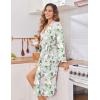 imageEkouaer Womens Robe Long Knit Kimono Bathrobe Lightweight Sleepwear Soft Ladies Loungewear with Pockets SXXLGreen Leaves Red Floral