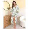 imageEkouaer Womens Robe Long Knit Kimono Bathrobe Lightweight Sleepwear Soft Ladies Loungewear with Pockets SXXLGreen Leaves Red Floral