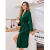imageEkouaer Womens Robe Long Knit Kimono Bathrobe Lightweight Sleepwear Soft Ladies Loungewear with Pockets SXXLLake Green