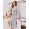 imageEkouaer Womens Robe Long Knit Kimono Bathrobe Lightweight Sleepwear Soft Ladies Loungewear with Pockets SXXLLight Gray