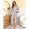 imageEkouaer Womens Robe Long Knit Kimono Bathrobe Lightweight Sleepwear Soft Ladies Loungewear with Pockets SXXLLight Gray