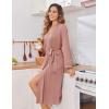 imageEkouaer Womens Robe Long Knit Kimono Bathrobe Lightweight Sleepwear Soft Ladies Loungewear with Pockets SXXLPink