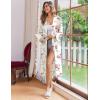 imageEkouaer Womens Robe Long Knit Kimono Bathrobe Lightweight Sleepwear Soft Ladies Loungewear with Pockets SXXLWhite Red Flowers