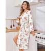 imageEkouaer Womens Robe Long Knit Kimono Bathrobe Lightweight Sleepwear Soft Ladies Loungewear with Pockets SXXLWhite Red Flowers