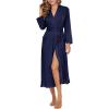 imageEkouaer Womens Robe Long Knit Kimono Bathrobe Lightweight Sleepwear Soft Ladies Loungewear with Pockets SXXLNavy