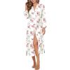 imageEkouaer Womens Robe Long Knit Kimono Bathrobe Lightweight Sleepwear Soft Ladies Loungewear with Pockets SXXLWhite Red Flowers