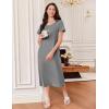 imageEkouaer 3 Pack Long Nightgowns for Women Full Length Short Sleeve Nightshirt Soft Plus Size Sleepwear Casual LoungewearBlack grey blue Flower