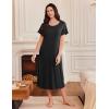 imageEkouaer 3 Pack Long Nightgowns for Women Full Length Short Sleeve Nightshirt Soft Plus Size Sleepwear Casual LoungewearBlack grey leopard