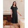imageEkouaer 3 Pack Long Nightgowns for Women Full Length Short Sleeve Nightshirt Soft Plus Size Sleepwear Casual LoungewearBlack grey navy