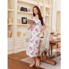 imageEkouaer 3 Pack Long Nightgowns for Women Full Length Short Sleeve Nightshirt Soft Plus Size Sleepwear Casual LoungewearBlack white Red Flowersstar