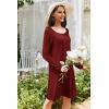 imageEkouaer 3 Pack Womens Nightgowns Long Sleeve Sleep Shirts Comfy Soft Nightshirt Women Pajama Sleep Dress Cute SleepwearBlack wine Red grey Flowers