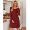 imageEkouaer 3 Pack Womens Nightgowns Long Sleeve Sleep Shirts Comfy Soft Nightshirt Women Pajama Sleep Dress Cute SleepwearBlack wine Red leopard