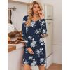 imageEkouaer 3 Pack Womens Nightgowns Long Sleeve Sleep Shirts Comfy Soft Nightshirt Women Pajama Sleep Dress Cute SleepwearCoffee constellation navy Flower