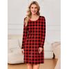 imageEkouaer 3 Pack Womens Nightgowns Long Sleeve Sleep Shirts Comfy Soft Nightshirt Women Pajama Sleep Dress Cute SleepwearRed Plaid green Plaid white Plaid