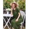 imageEkouaer Cotton Nightgowns for Women Long House Dresses with Pockets Plus Size Night Gowns Short Sleeve Night Shirts S3XLArmy Green