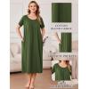 imageEkouaer Cotton Nightgowns for Women Long House Dresses with Pockets Plus Size Night Gowns Short Sleeve Night Shirts S3XLArmy Green