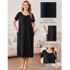 imageEkouaer Cotton Nightgowns for Women Long House Dresses with Pockets Plus Size Night Gowns Short Sleeve Night Shirts S3XLBlack