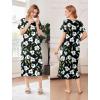 imageEkouaer Cotton Nightgowns for Women Long House Dresses with Pockets Plus Size Night Gowns Short Sleeve Night Shirts S3XLBlack Flower