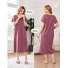 imageEkouaer Cotton Nightgowns for Women Long House Dresses with Pockets Plus Size Night Gowns Short Sleeve Night Shirts S3XLDusty Rose