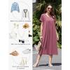 imageEkouaer Cotton Nightgowns for Women Long House Dresses with Pockets Plus Size Night Gowns Short Sleeve Night Shirts S3XLDusty Rose