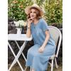 imageEkouaer Cotton Nightgowns for Women Long House Dresses with Pockets Plus Size Night Gowns Short Sleeve Night Shirts S3XLLight Blue
