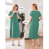 imageEkouaer Cotton Nightgowns for Women Long House Dresses with Pockets Plus Size Night Gowns Short Sleeve Night Shirts S3XLLight Green