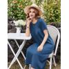 imageEkouaer Cotton Nightgowns for Women Long House Dresses with Pockets Plus Size Night Gowns Short Sleeve Night Shirts S3XLNavy Blue
