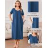 imageEkouaer Cotton Nightgowns for Women Long House Dresses with Pockets Plus Size Night Gowns Short Sleeve Night Shirts S3XLNavy Blue
