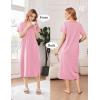 imageEkouaer Cotton Nightgowns for Women Long House Dresses with Pockets Plus Size Night Gowns Short Sleeve Night Shirts S3XLPink