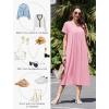 imageEkouaer Cotton Nightgowns for Women Long House Dresses with Pockets Plus Size Night Gowns Short Sleeve Night Shirts S3XLPink