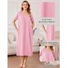 imageEkouaer Cotton Nightgowns for Women Long House Dresses with Pockets Plus Size Night Gowns Short Sleeve Night Shirts S3XLPink