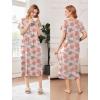 imageEkouaer Cotton Nightgowns for Women Long House Dresses with Pockets Plus Size Night Gowns Short Sleeve Night Shirts S3XLPink Flower