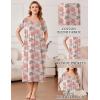 imageEkouaer Cotton Nightgowns for Women Long House Dresses with Pockets Plus Size Night Gowns Short Sleeve Night Shirts S3XLPink Flower