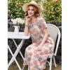 imageEkouaer Cotton Nightgowns for Women Long House Dresses with Pockets Plus Size Night Gowns Short Sleeve Night Shirts S3XLPink Flower