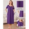 imageEkouaer Cotton Nightgowns for Women Long House Dresses with Pockets Plus Size Night Gowns Short Sleeve Night Shirts S3XLPurple