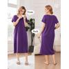 imageEkouaer Cotton Nightgowns for Women Long House Dresses with Pockets Plus Size Night Gowns Short Sleeve Night Shirts S3XLPurple