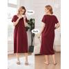 imageEkouaer Cotton Nightgowns for Women Long House Dresses with Pockets Plus Size Night Gowns Short Sleeve Night Shirts S3XLWine Red
