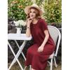 imageEkouaer Cotton Nightgowns for Women Long House Dresses with Pockets Plus Size Night Gowns Short Sleeve Night Shirts S3XLWine Red