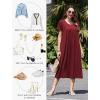 imageEkouaer Cotton Nightgowns for Women Long House Dresses with Pockets Plus Size Night Gowns Short Sleeve Night Shirts S3XLWine Red