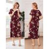imageEkouaer Cotton Nightgowns for Women Long House Dresses with Pockets Plus Size Night Gowns Short Sleeve Night Shirts S3XLWine Red Flower