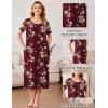 imageEkouaer Cotton Nightgowns for Women Long House Dresses with Pockets Plus Size Night Gowns Short Sleeve Night Shirts S3XLWine Red Flower