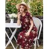 imageEkouaer Cotton Nightgowns for Women Long House Dresses with Pockets Plus Size Night Gowns Short Sleeve Night Shirts S3XLWine Red Flower