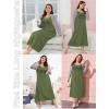imageEkouaer Long Sleeve Nightgowns for Women Full Length Sleep Shirts Crew Neck Soft Nightshirts SXXLArmy Green Coffee