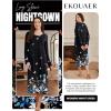 imageEkouaer Long Sleeve Nightgowns for Women Full Length Sleep Shirts Crew Neck Soft Nightshirts SXXLBlack Butterfly Flower