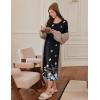 imageEkouaer Long Sleeve Nightgowns for Women Full Length Sleep Shirts Crew Neck Soft Nightshirts SXXLBlack Butterfly Flower