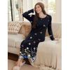 imageEkouaer Long Sleeve Nightgowns for Women Full Length Sleep Shirts Crew Neck Soft Nightshirts SXXLBlack Butterfly Flower