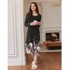 imageEkouaer Long Sleeve Nightgowns for Women Full Length Sleep Shirts Crew Neck Soft Nightshirts SXXLBlack Flower