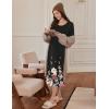 imageEkouaer Long Sleeve Nightgowns for Women Full Length Sleep Shirts Crew Neck Soft Nightshirts SXXLBlack Flower